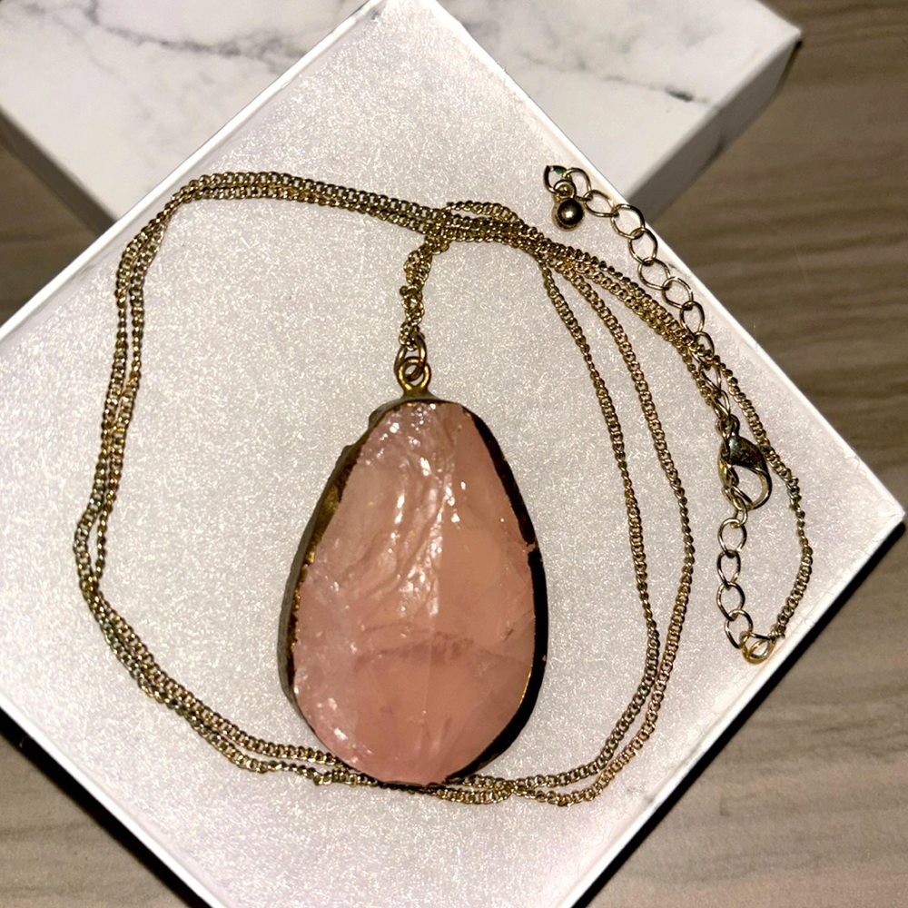Rose Quartz gold-dipped necklace